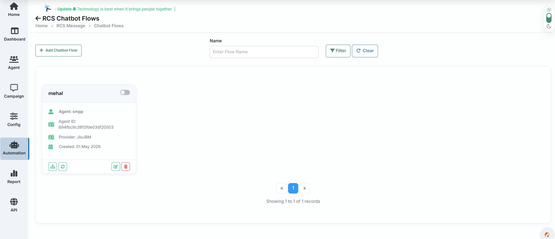 Chatbot Flow List