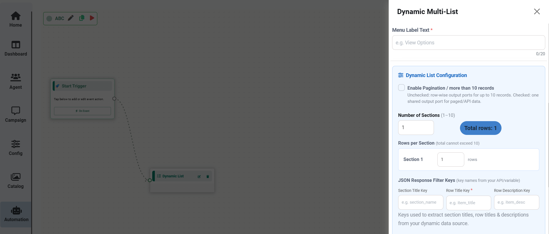 Dynamic List Configuration