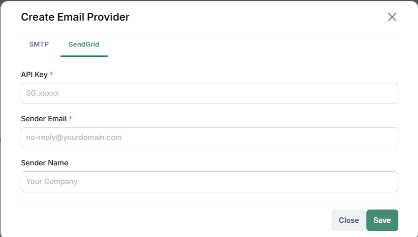 SendGrid Configuration